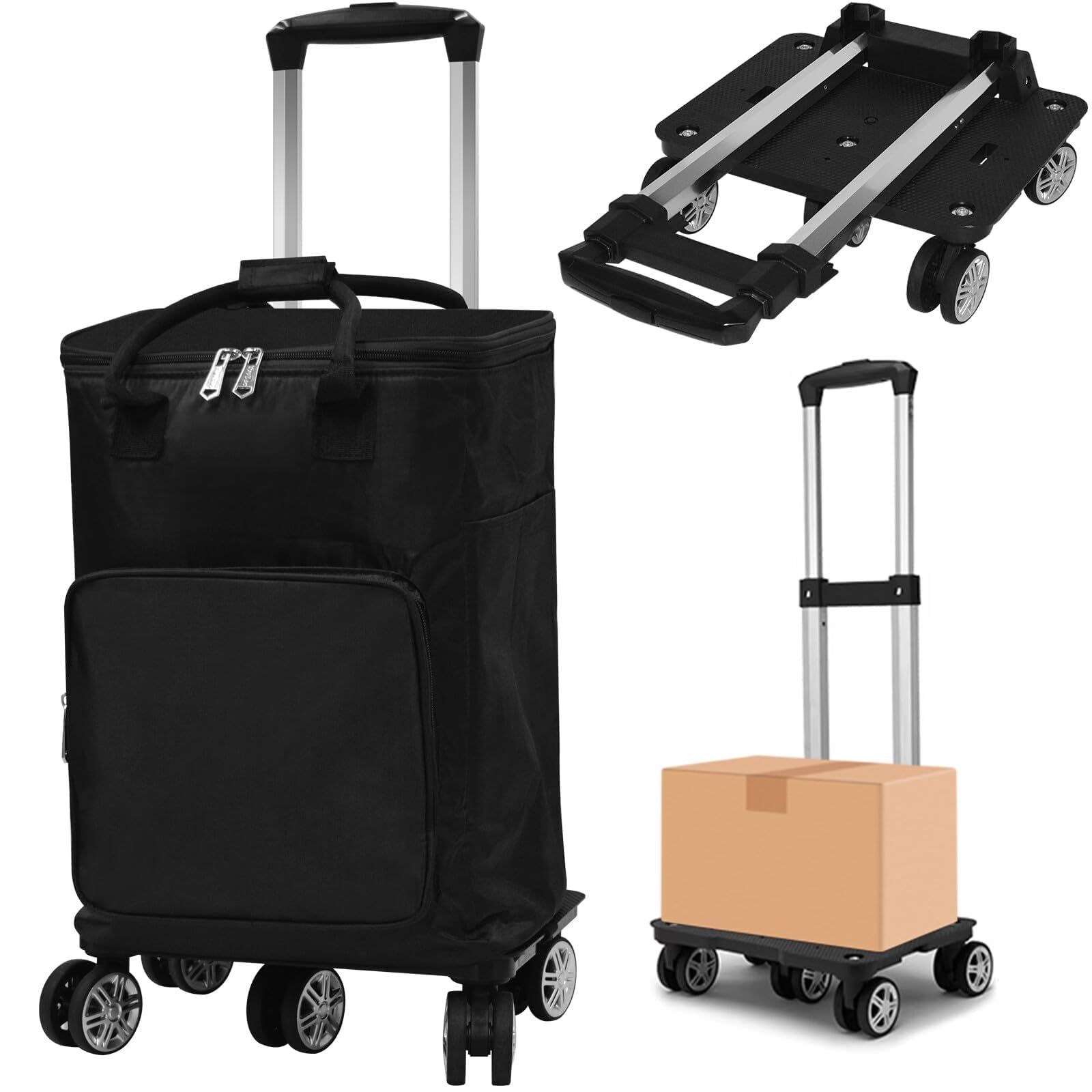 ショッピングカート 容量33L 保冷機能付き 買い物カート 5輪 横押し可能 ダブルキャスター 高さ調節グリップ 可能 車輪は360度回転可能 折り畳み式 軽量 取り外し可能 荷物運び 便利グッズ 荷物運び 持ち運び、ピクニック、ショッピング、旅行などに便利、 6,825円