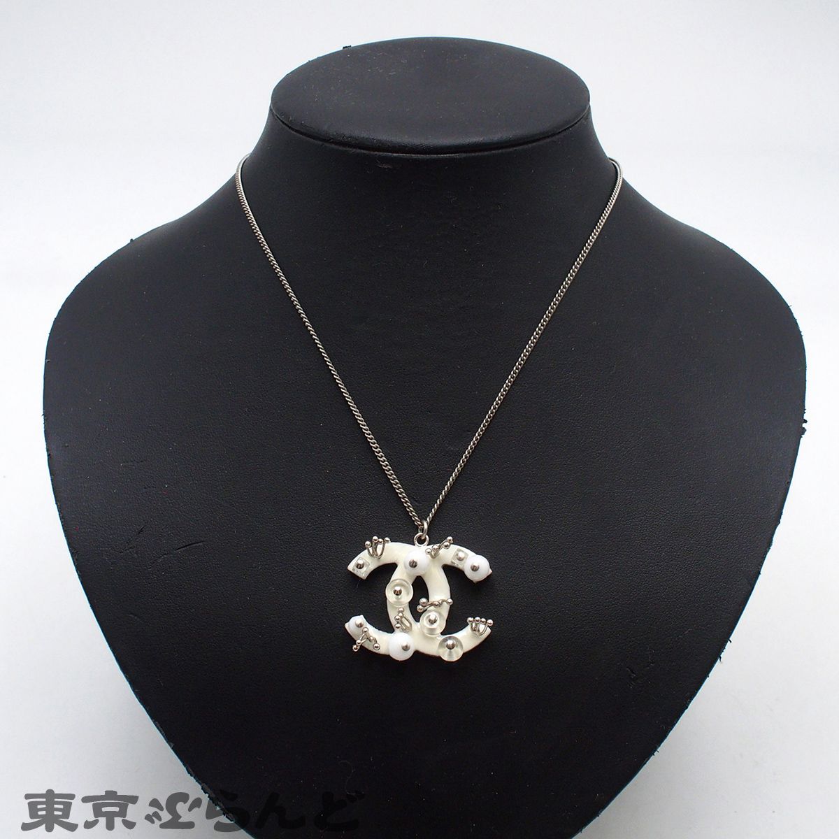 シャネル CHANEL ネックレス ホワイト シルバー メタル ココマーク 