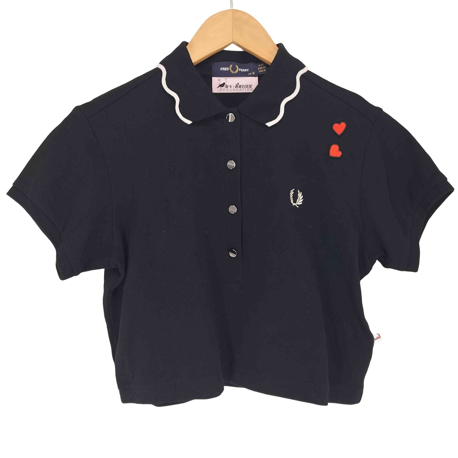 フレッドペリー FRED PERRY Amy Winehouse コラボ Scalloped Trim Polo Shirt レディース 10