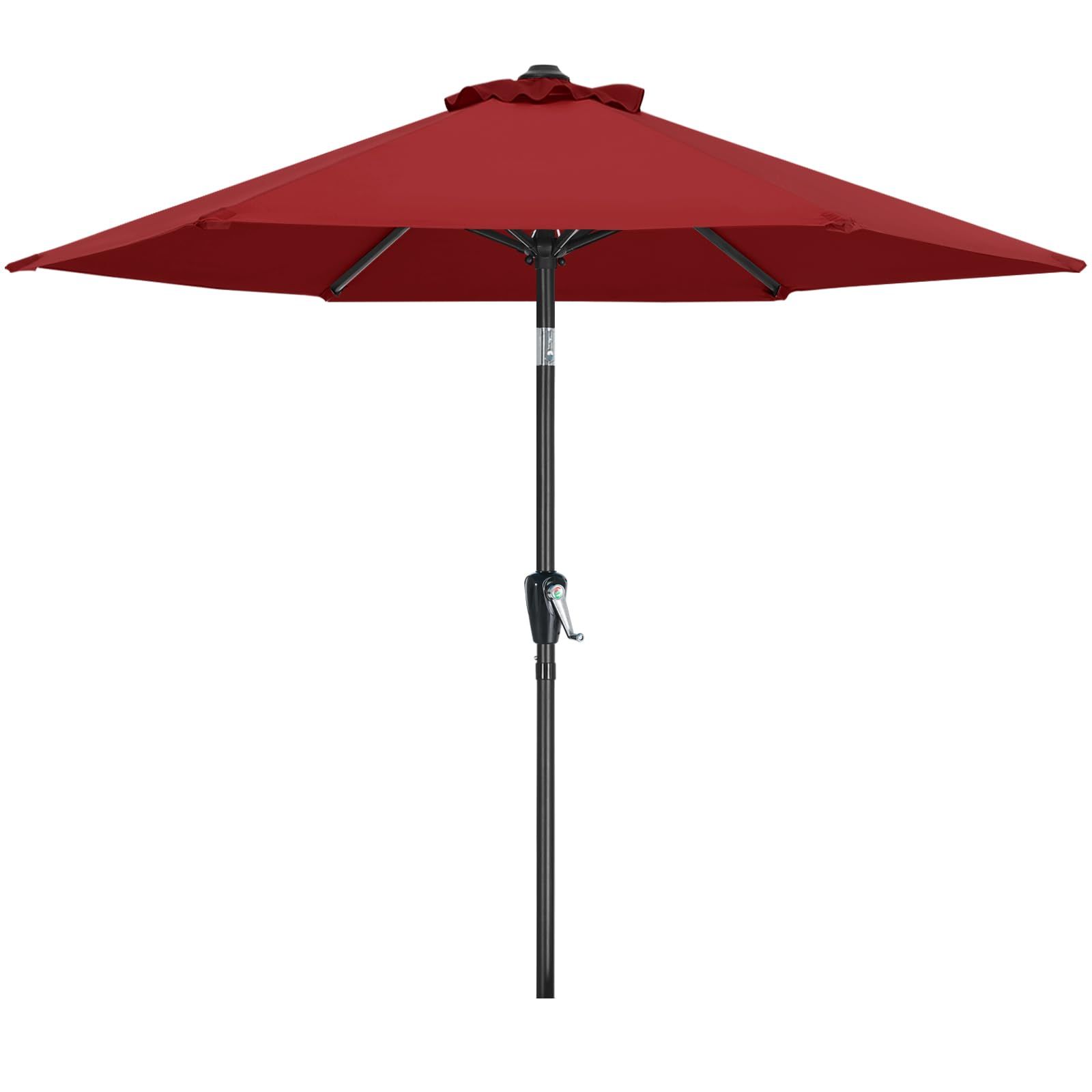 マスターキャノピー（MASTERCANOPY） ガーデンパラソル 直径230cm / 270cm × 高さ203cm / 240cm 角度調節可能 ハンドル回転式 日よけ 撥水 庭 アウトドア (230cm,ワインレッド)