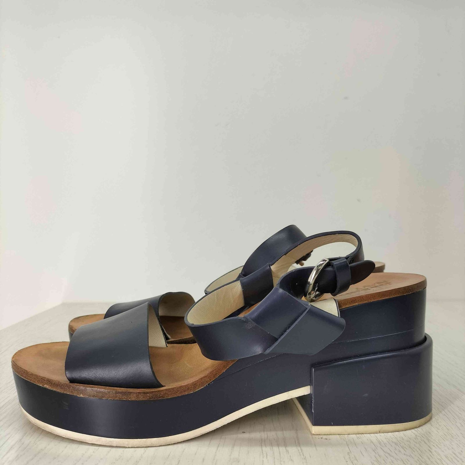 JIL SANDER NAVY✨サンダル 厚底 レザー ブラック レディース37 ジルサンダーネイビー JIL SANDER NAVY レザー厚底サンダル レディース
