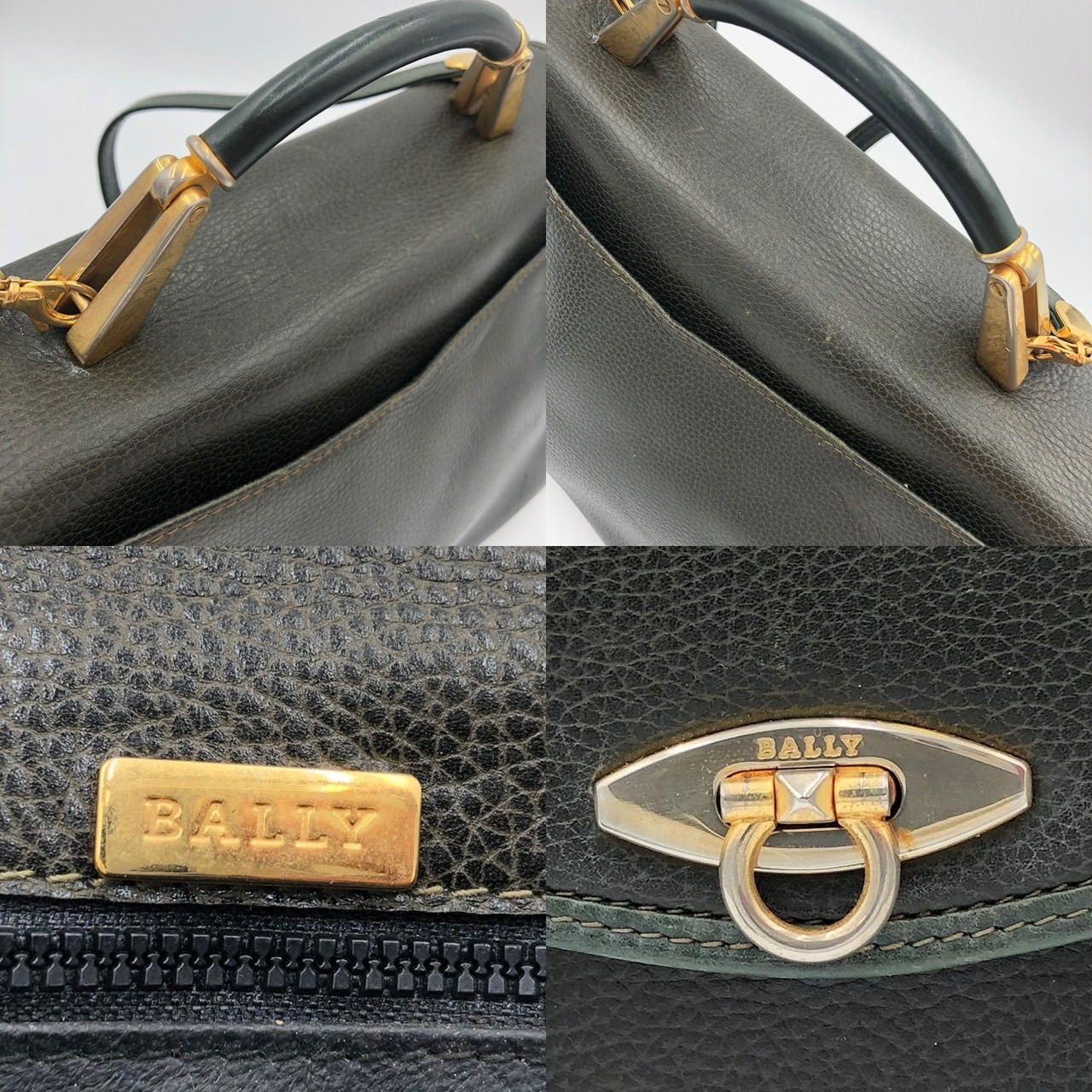 BALLY バリー【美品】2WAY レザー ダレスバッグ ショルダーバッグ BALLY バリー レザー 2way ハンドバッグ ショルダーバッグ モス