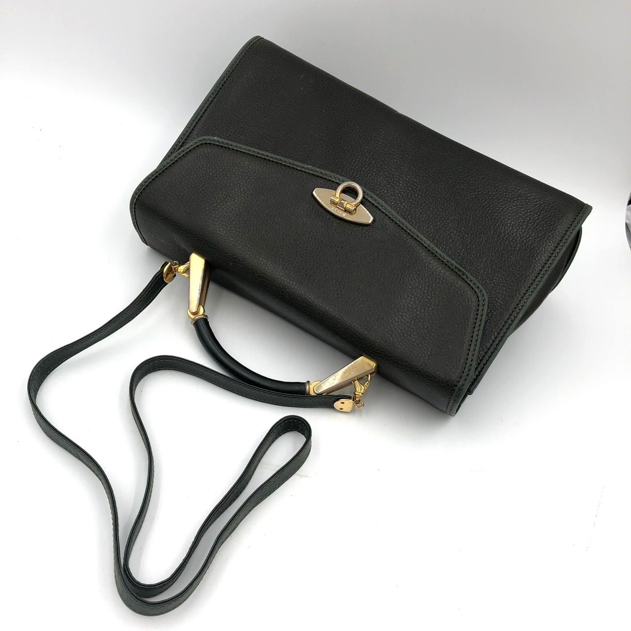 BALLY バリー レザー 2way ハンドバッグ ショルダーバッグ モス