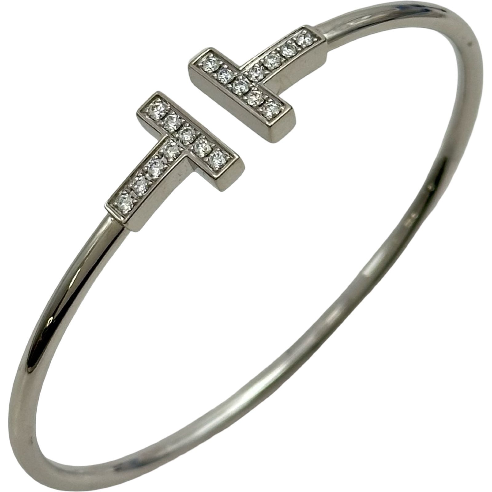ティファニー TIFFANY＆CO Tワイヤーダイヤブレスレット ホワイトゴールド Au750 ダイヤモンド ジュエリー
