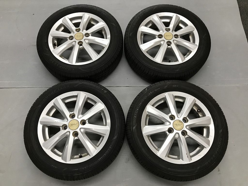 ◎すぐ使えます 国産 バリ溝 155/65R14 傷少良品 14inc 4.5J +43 100/4H 即納 個人宅OK 4本 検) スペーシア ワゴンR N-BOX タント ムーヴ