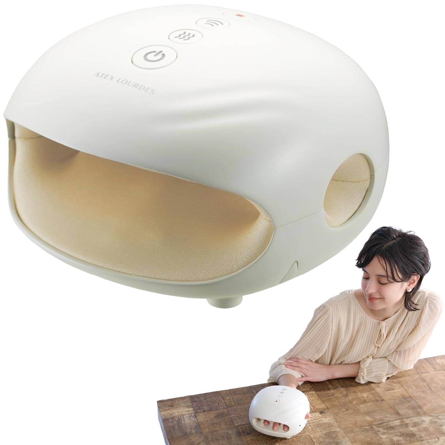 アテックス ATEX マッサージ器 ルルド ハンドマッサージ ハンドケアコードレス AX-HP285wh ホワイト 加圧 温熱 手の休憩 男女兼用 両手対応 手 指 クリスマス ギフト プレゼント [ホワイト]