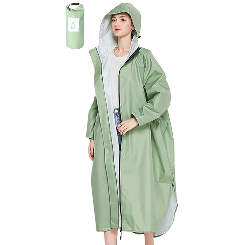 【新品】 [Tiricky] レインコート レディース レインポンチ 自転車 レインコートメンズ 通勤 カッパ 超軽量 RAIN PONCHO レインウェア 梅雨対策 雨具 撥水 防水 防風 通学 通勤 ライブ フェス カッパ 収納袋付き 男女兼用 (グリーン