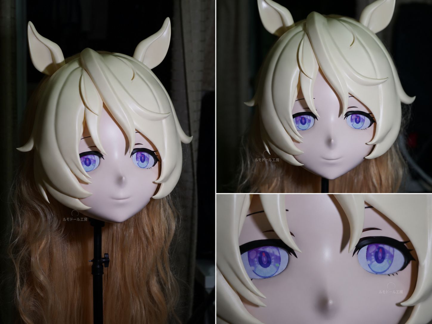 キグルミマスク ハーフヘッド ウマ耳キャラ 風 馬耳パーツ 硬質前髪