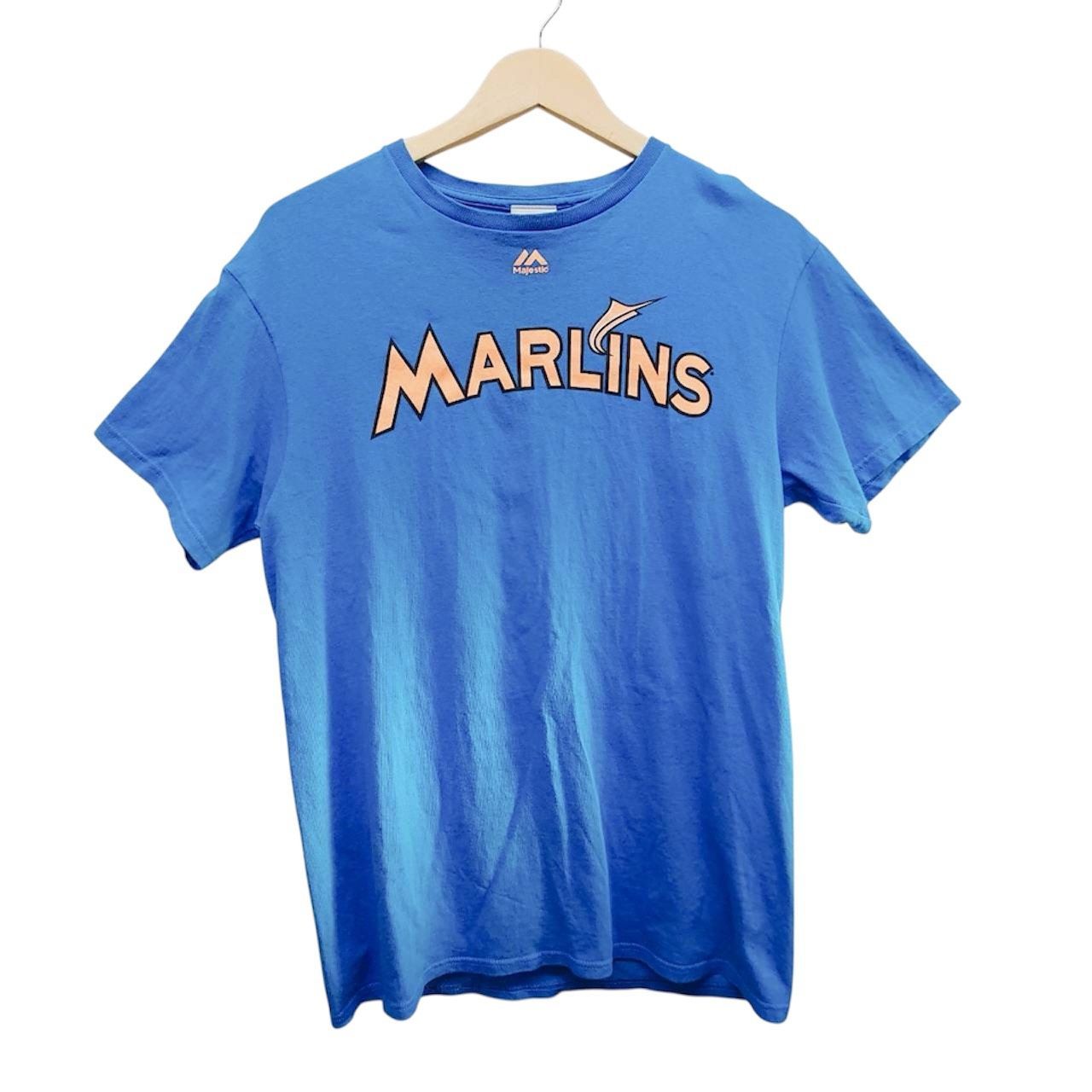 Majestic MLB Miami Marlins CRUZ 27 Tシャツ M ブルー マイアミ