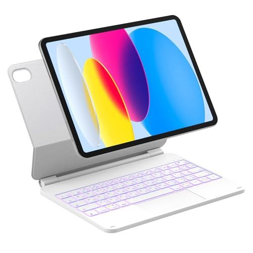 Inateck マジックキーボード JIS日本語配列 iPad第10世代10.9インチ/2025年第11世代A16 11インチ対応キーボード トラックパッド搭載 7色バックライト 磁気吸着 ホワイトp
