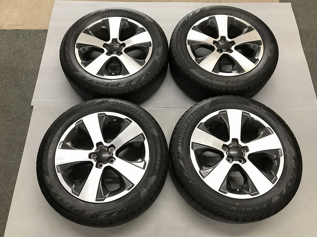 ◎傷少美品 SUBARU XVハイブリッド純正 17inc 7J +48 100/5H バリ溝 BRIDGESTONE 225/55R17 即納 個人宅OK 4本 検)フォレスター レガシィB4
