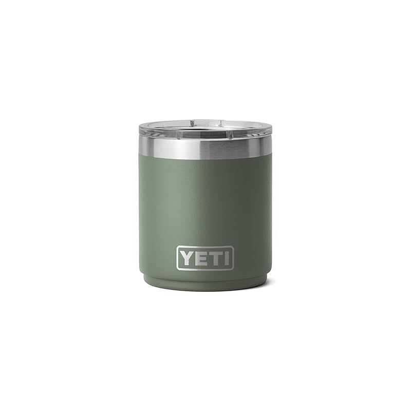 YETI Rambler 10オンス 積み重ね可能 ローボール 2.0 真空断熱 ステンレススチール マグスライダー蓋付き キャンプグリーン