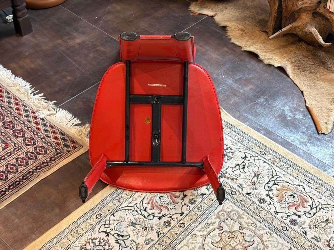 イタリア レザー ハイバックチェア レッド モダン インテリア家具 IZ