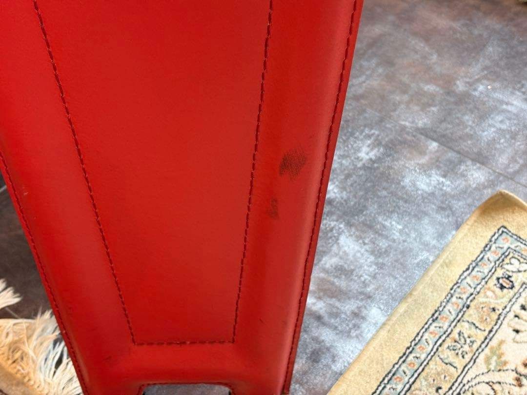 イタリア レザー ハイバックチェア レッド モダン インテリア家具 IZ