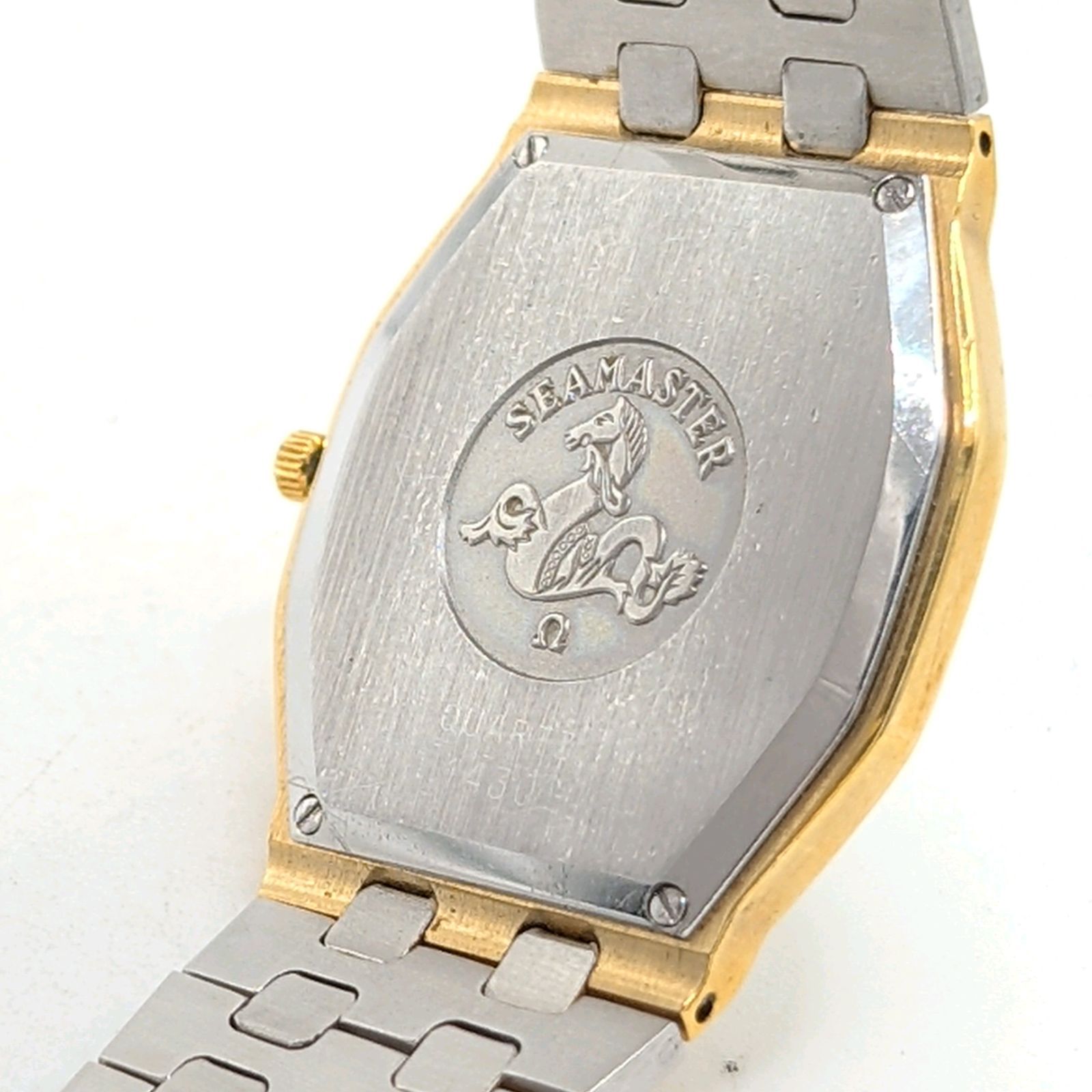 OMEGA Seamaster Watch Quartz Ladies Square Gold Gold dial Date Y2K 