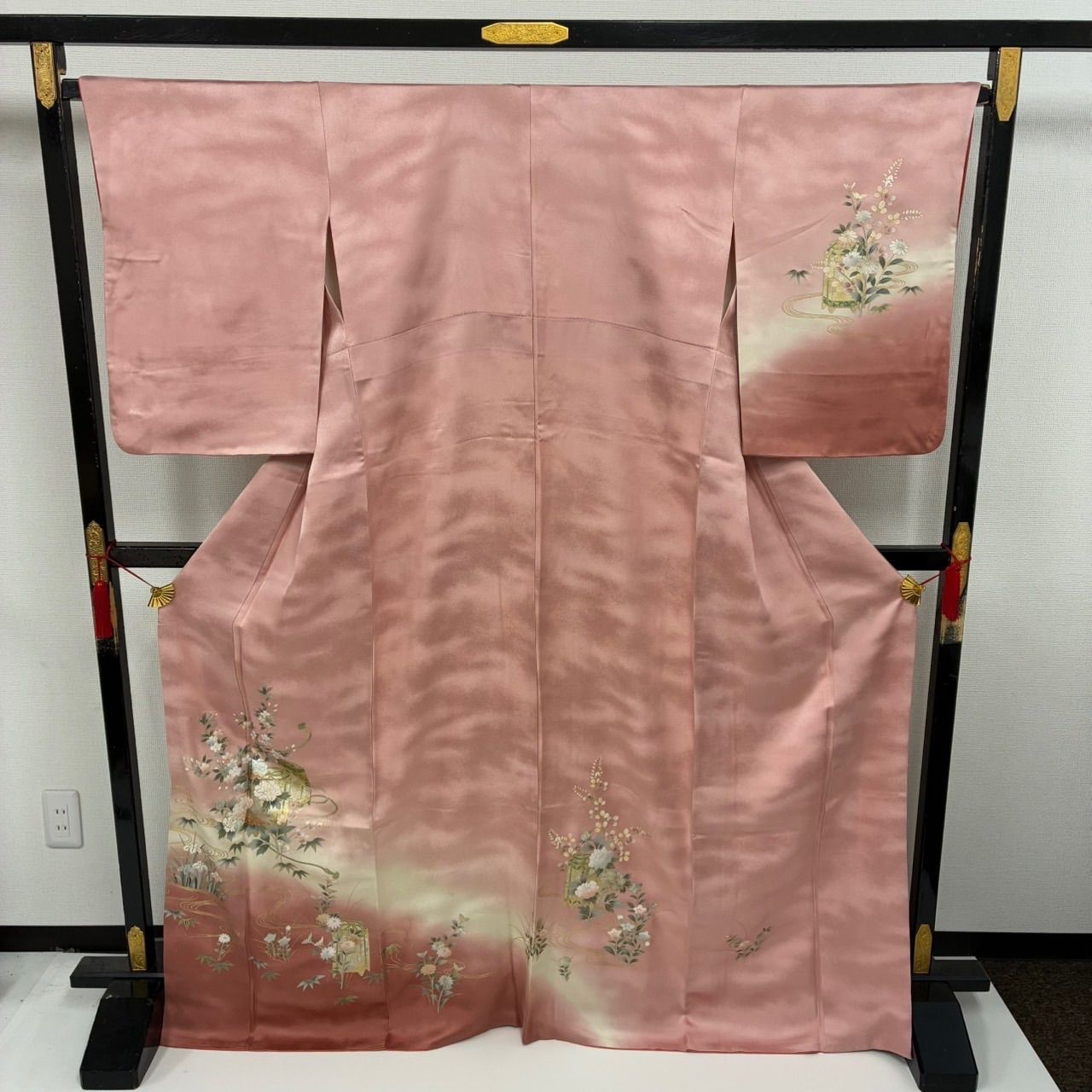 三松お誂え 付下げ 本金箔 裄66 紋無し 訪問着 正絹 着物 MK-1018 