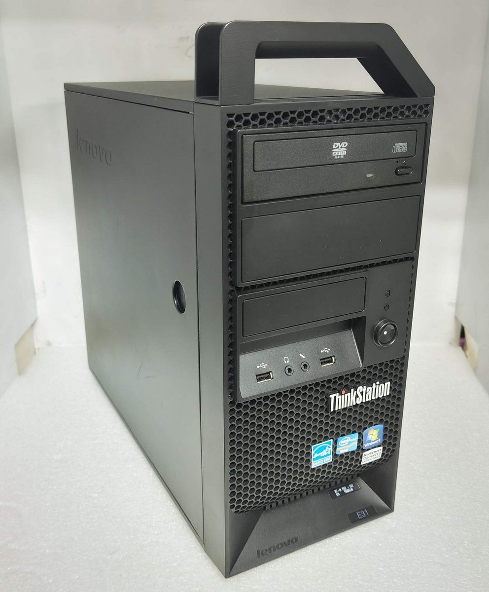 ★タワー型WS 大容量メモリ Lenovo ThinkStation E31 (Xeon E3-1240v2 3.4GHz/16GB/SSD 128GB +1TB/DVD/Radeon HD6570/Windows10 Pro)