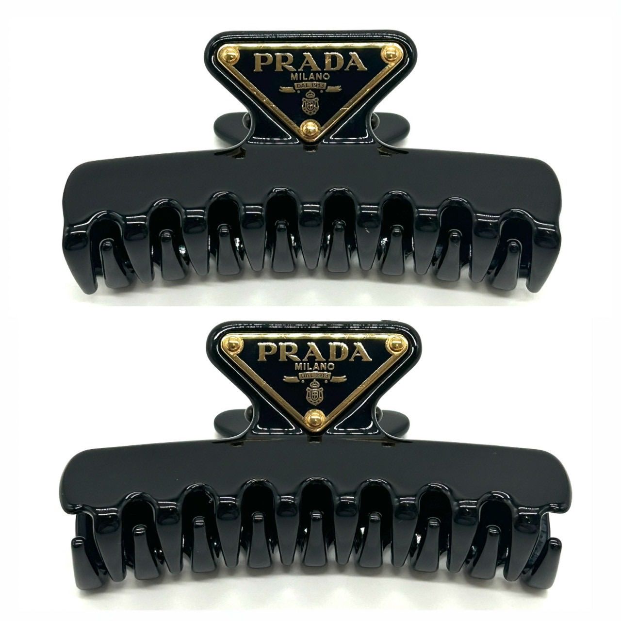 PRADA プラダ ヘアクリップ バレッタ トライアグルロゴ ブラック