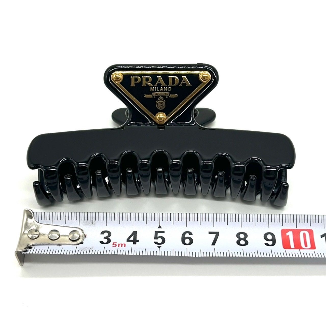PRADA プラダ ヘアクリップ バレッタ トライアグルロゴ ブラック