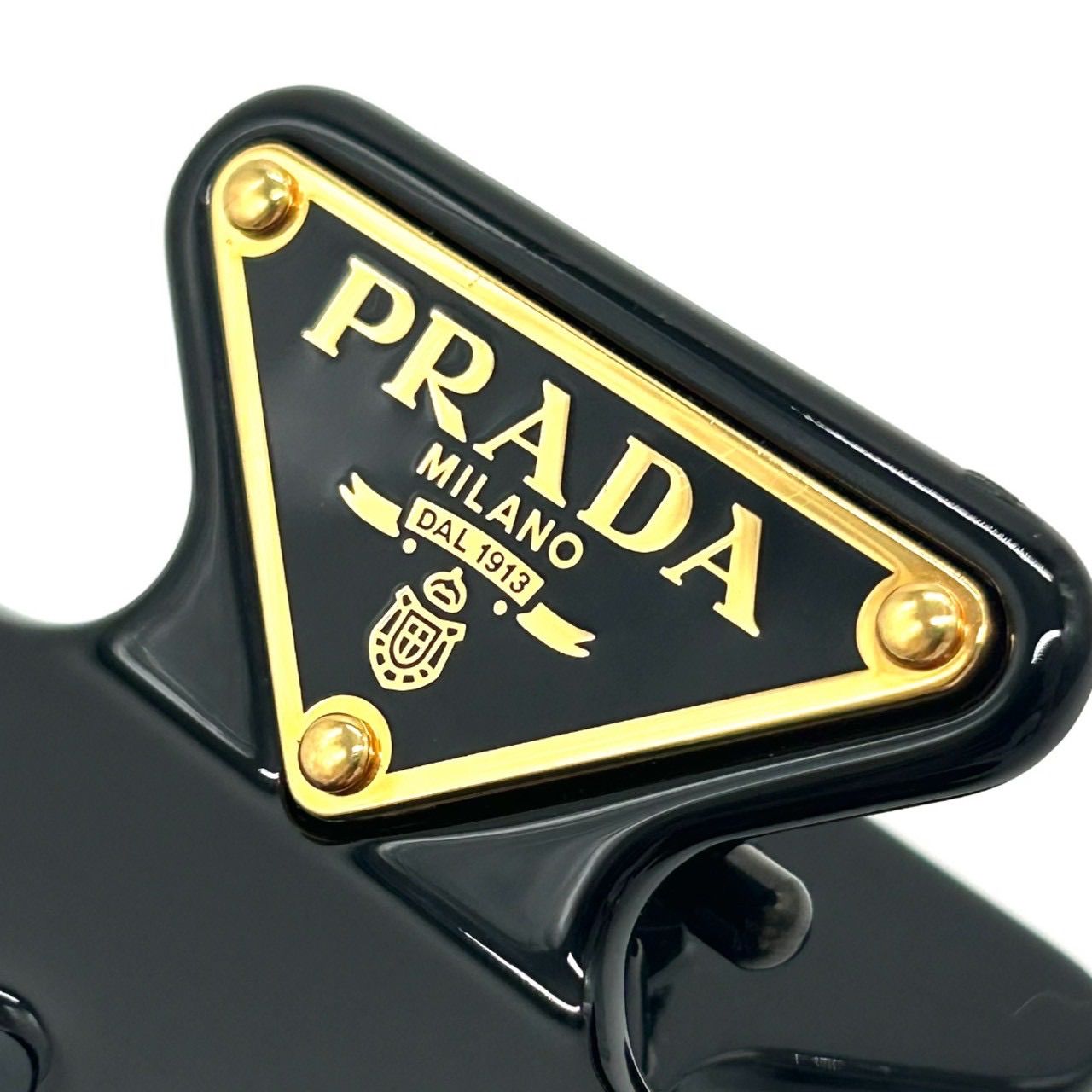 PRADA プラダ ヘアクリップ バレッタ トライアグルロゴ ブラック