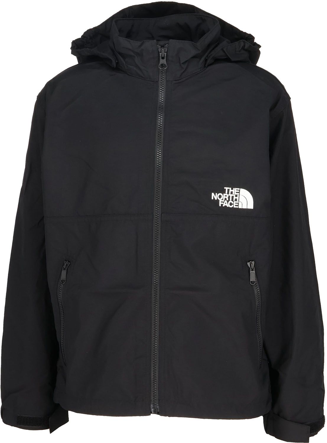 ザ・ノース・フェイス THE NORTH FACE アウトドア コンパクトジャケット Compact Jacket キッズ ジュニア 子供 ウィンドブレーカー アウター 上着 フード取り外し可能 普段使い 外遊び 記名ラベル NPJ22510 K ブラック