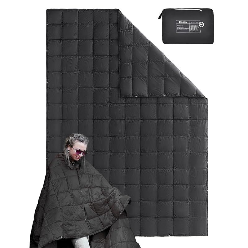 KingCamp ブランケット 防災 超軽量 ふかふか ダウン級暖かさ 防水 大判 200x144cm 冬用 連結可能 丸洗い マルチブランケット ひざ掛け 掛け布団 キャンプ アウトドア 運動会 車中泊 収納ポーチ枕付