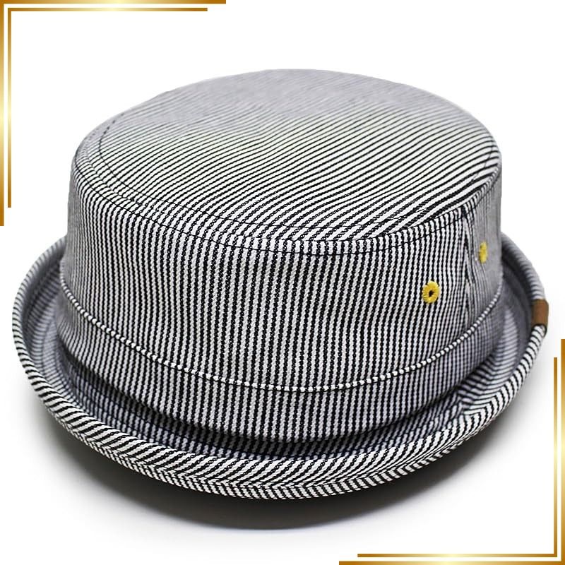【新品】 [ルーベン] 別注デザイン 大きいサイズも選べる DENIM PORK PIE HAT デニム ポークパイハット 2WAY XL ヒッコリー 1