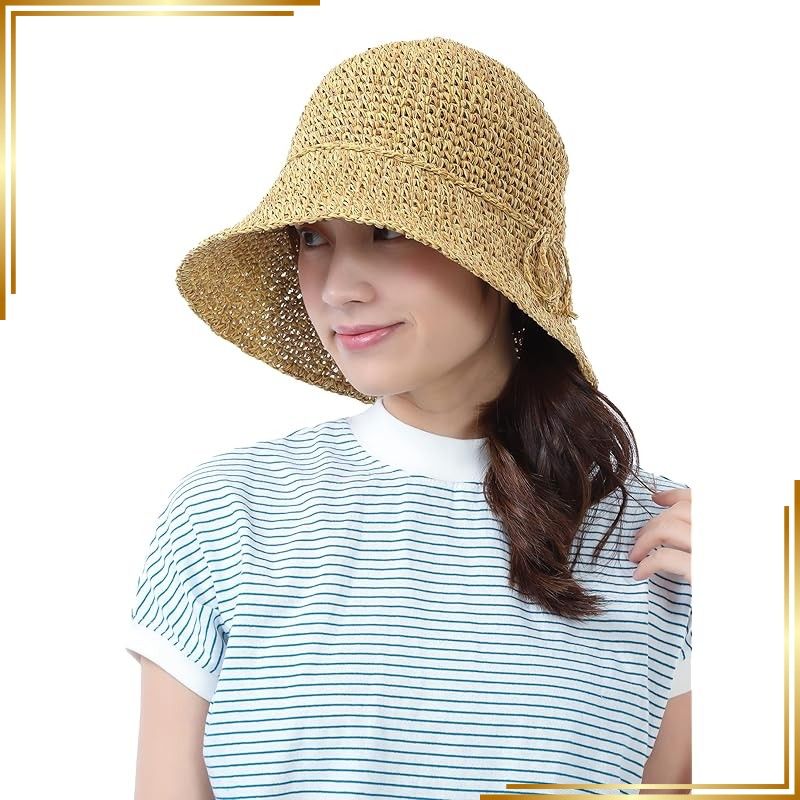 【新品】 [TRAX SHOP] 麦わら帽子 帽子 レディース uv 折りたたみ ペーパー ハット ワイヤー 春 夏 春夏 日焼け防止 UVカット 日よけ 涼しい upf50 ストローハット TGM-0170 (JP, 数字サイズ, 55.0 cm, 58 1