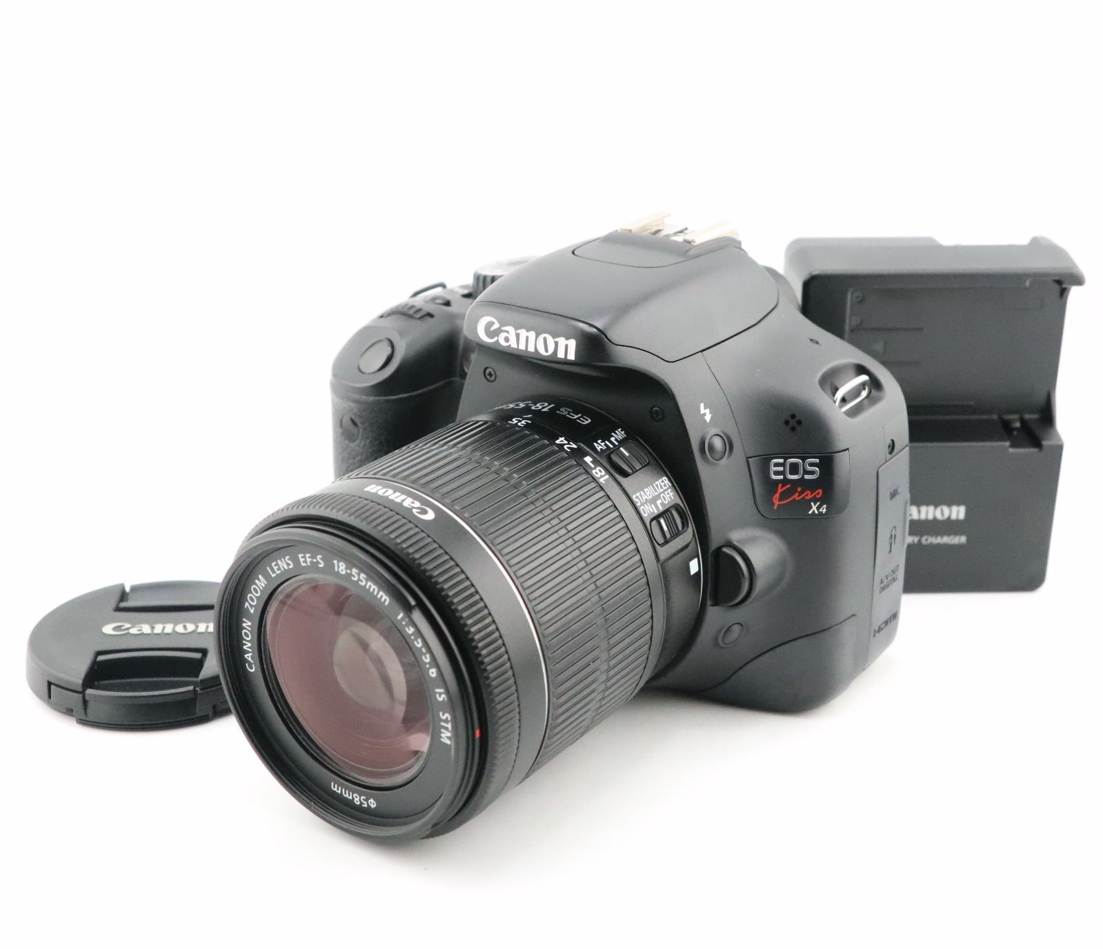 ★美品★﻿ショット数15,099回★キヤノン CANON EOS Kiss X4 + EF-S 18-55mm F3.5-5.6 IS STM 充電器付★　W0510＃4941