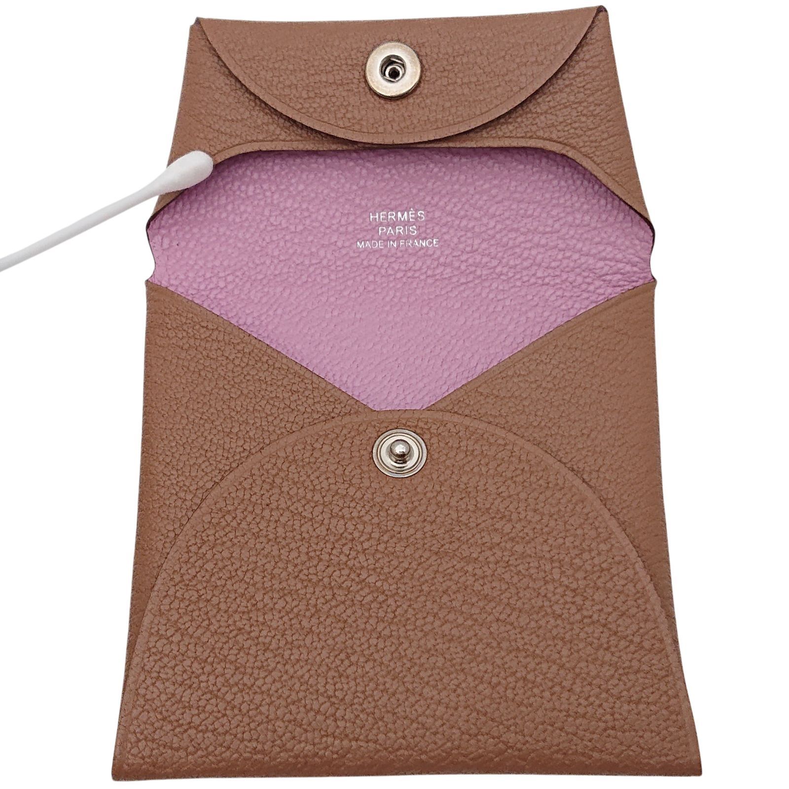 HERMES エルメス コインケース バスティア Z刻印 ブラウン ピンク
