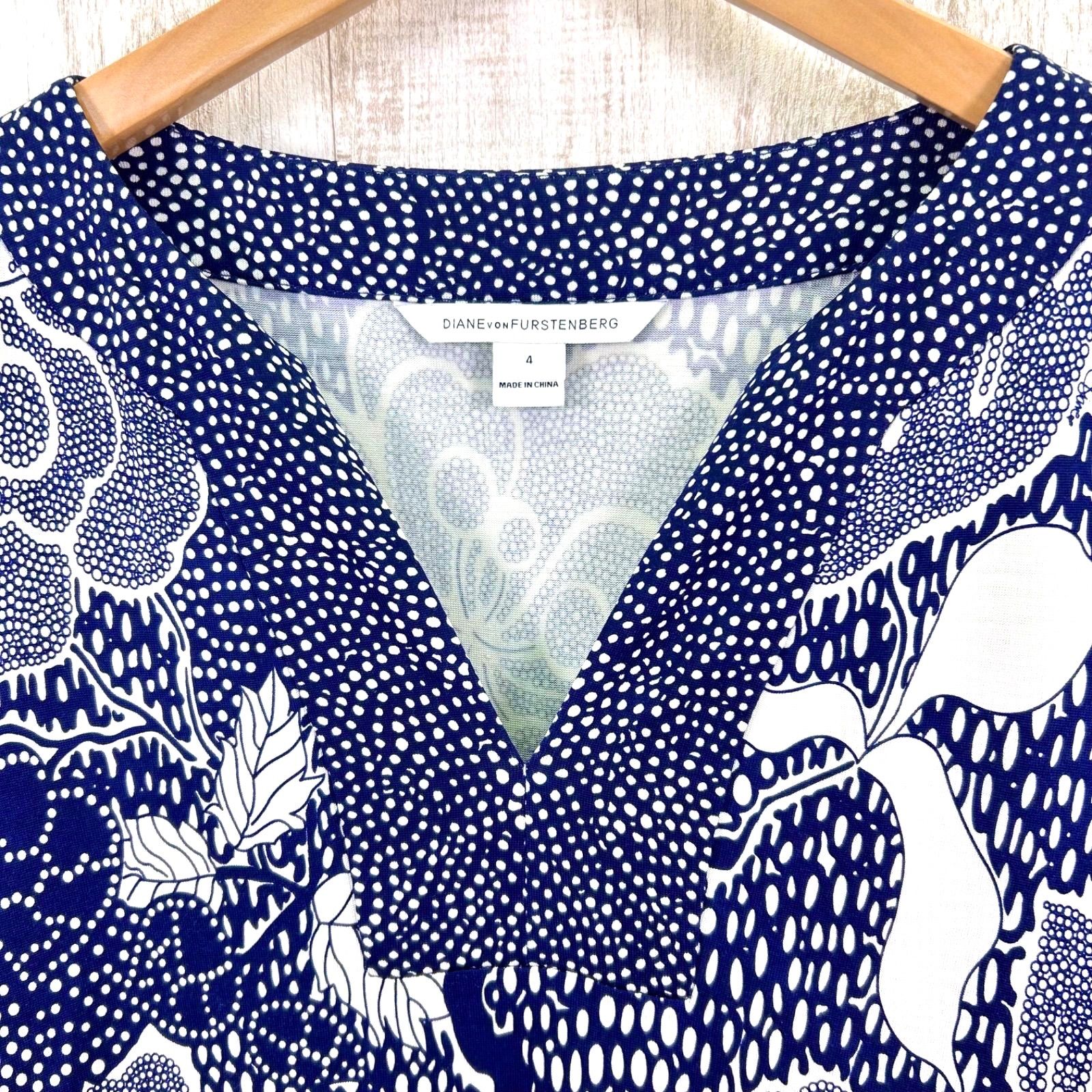 DIANE von FURSTENBERG フレアスリーブVネックワンピース DVF DIANE von FURSTENBERG ダイアンフォンファステンバーグ シルク100
