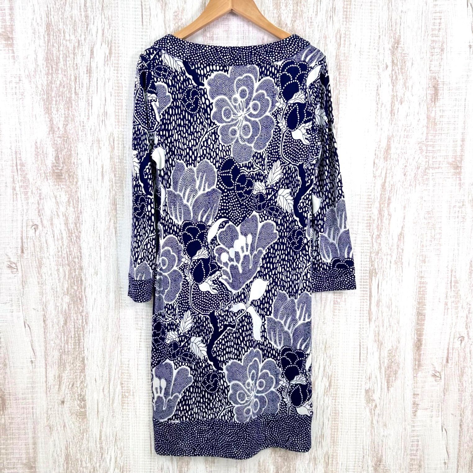 ダイアンフォンファステンバーグ ワンピース シルク リボン 花柄 総柄 DVF DIANE von FURSTENBERG ダイアンフォンファステンバーグ シルク100