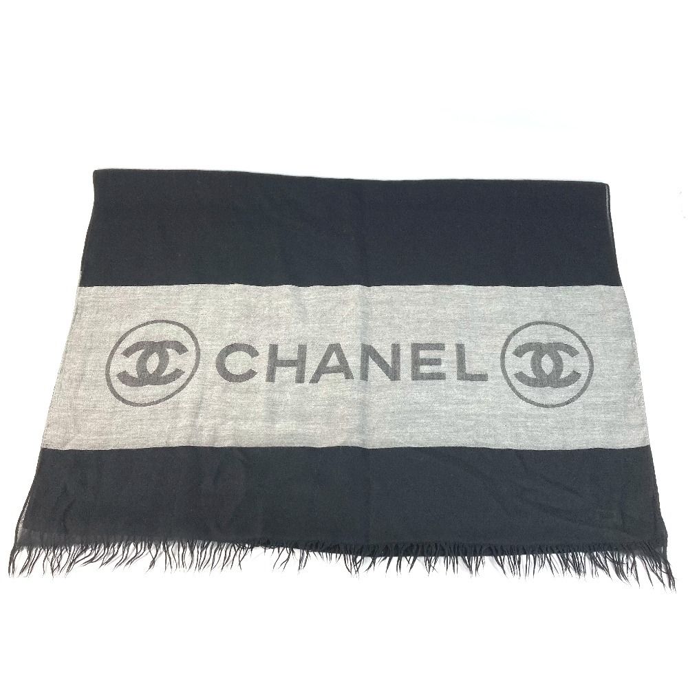 CHANEL シャネル ストール ロゴ フリンジ カシミヤ ブラック - メルカリ