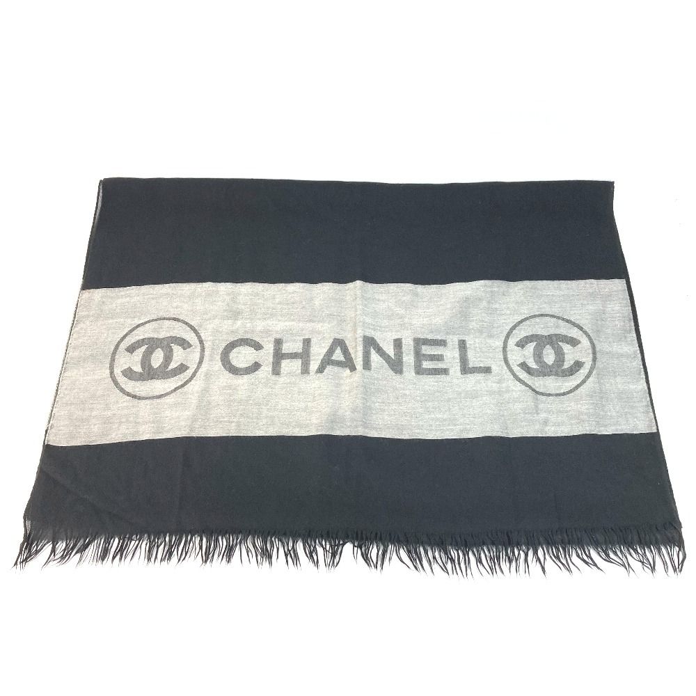 CHANEL シャネル ストール ロゴ フリンジ カシミヤ ブラック - メルカリ