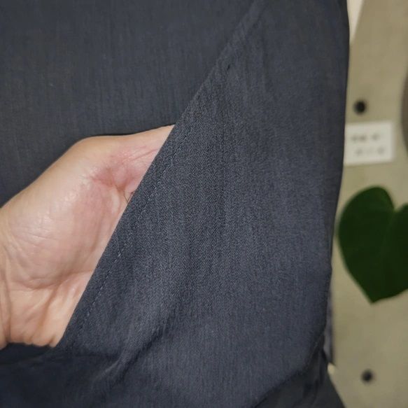 日本製・気品漂うブラックメランジロングエプロン 茶道お稽古にも