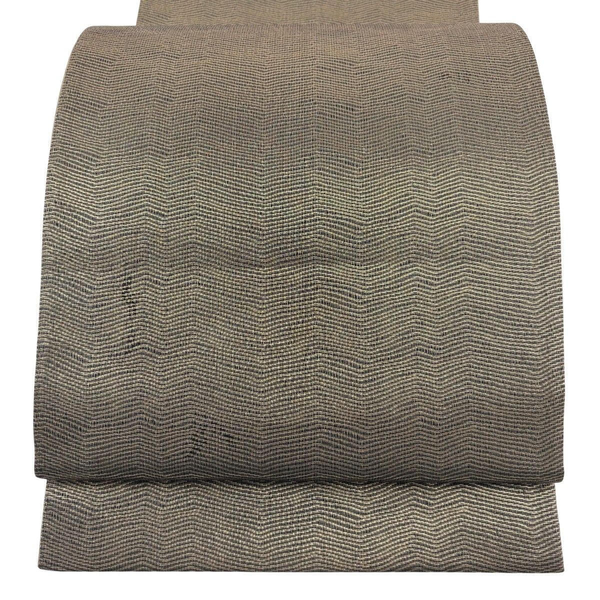 【美品】 袋帯 秀品 縞 箔 焦茶色 全通 正絹 【中古】