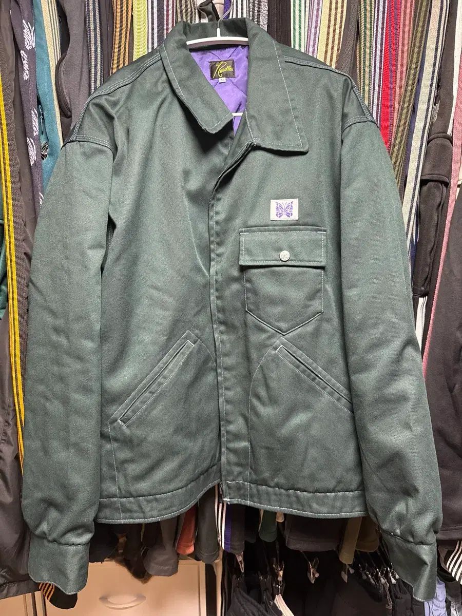 新品 NEEDLES 25AW Work Jacket キルティング ジャケット 数量限定，新品】 NEEDLES ニードルズ ワークジャケット ダークグリーン XL