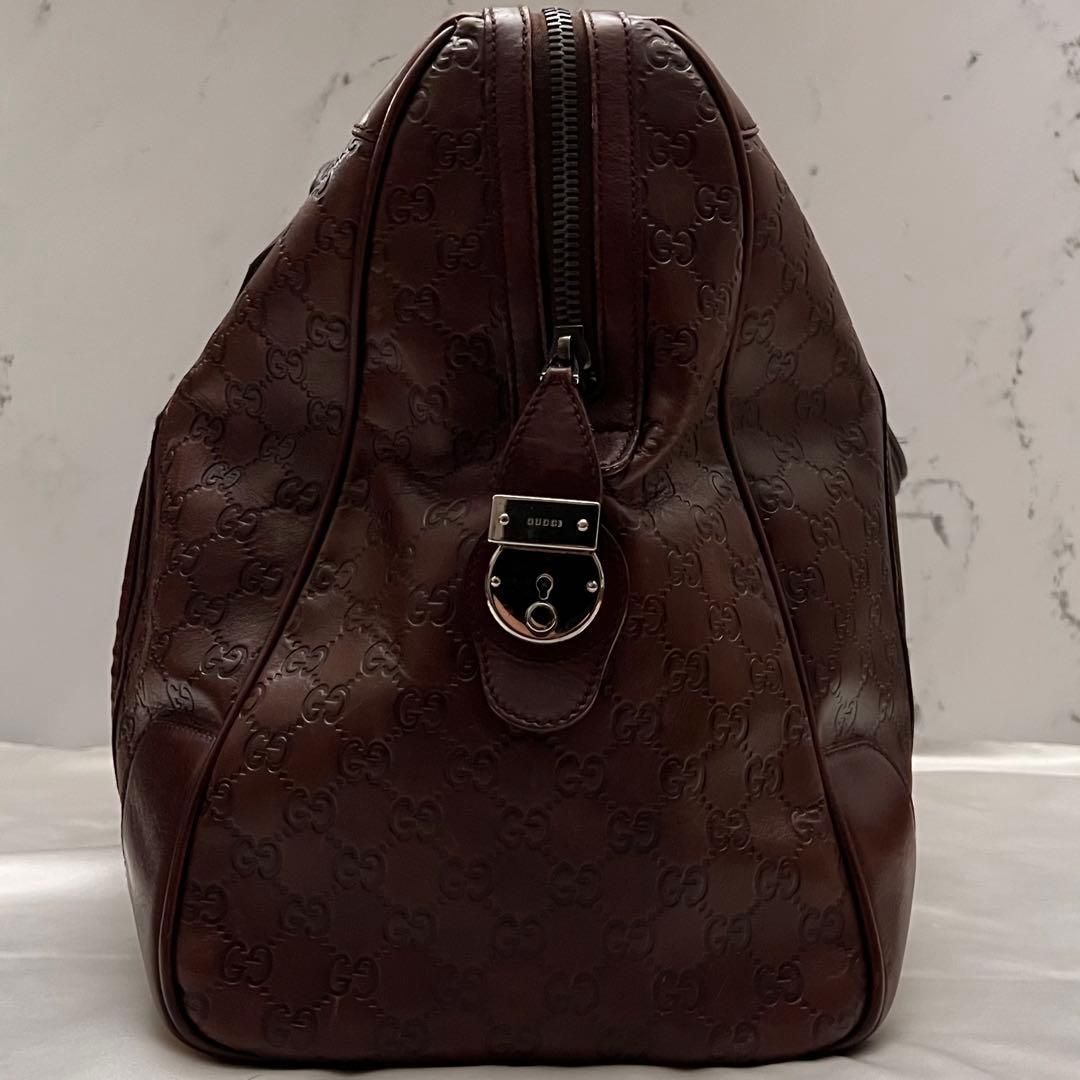 ◇激レア美品◇グッチ シマレザー 大容量ボストンバッグ ダーク