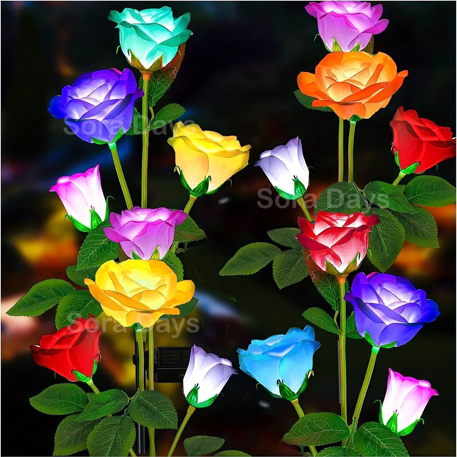 ガーデンライト バラ 花 造花 LEDライト ソーラーライト 屋外照明 カラフル 7色モード タッチコントロール かわいい おしゃれ ナチュラル モダン 高級感 インテリア 北欧 ガーデン装飾 庭 ガーデンデコレーション ギフト