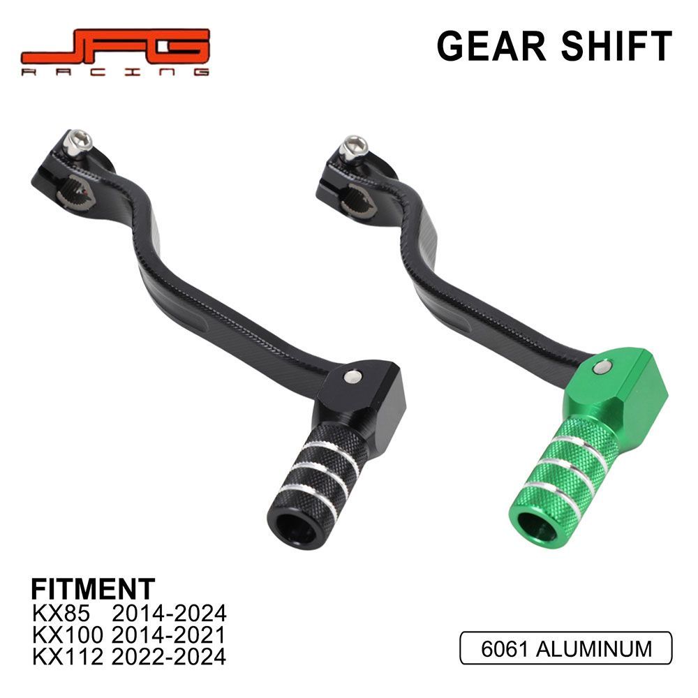 【KX85/KX100/KX112用】J-04 シフトレバー アルミ6061 CNC 2014-2024 純正交換 ボルトオン ブラック/グリーン