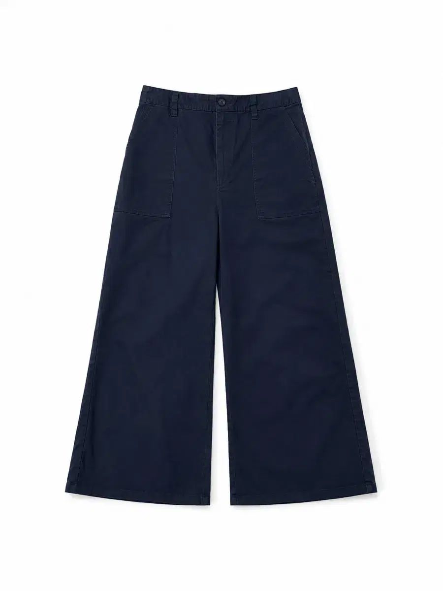 GU ネイビー ワイド コットン パンツ