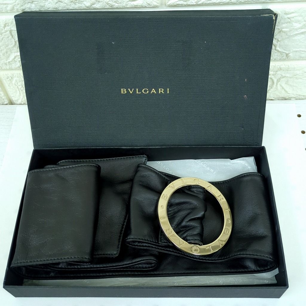 BVLGARI ブルガリ レザー ベルト ブラック イタリア製 - メルカリ