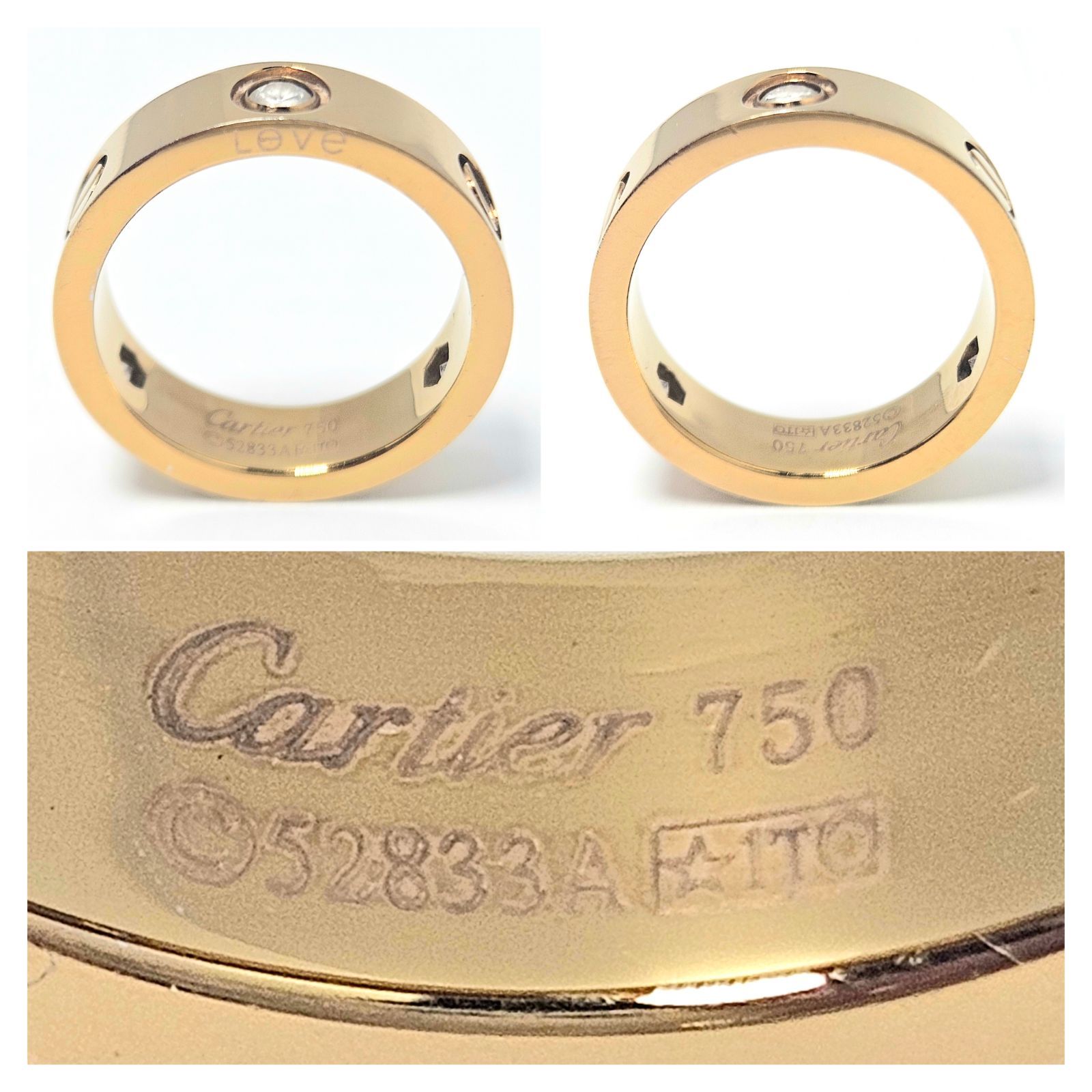 希少品】Cartier LOVEリング 3Pダイヤ K18YG 750 約16号 カルティエ 