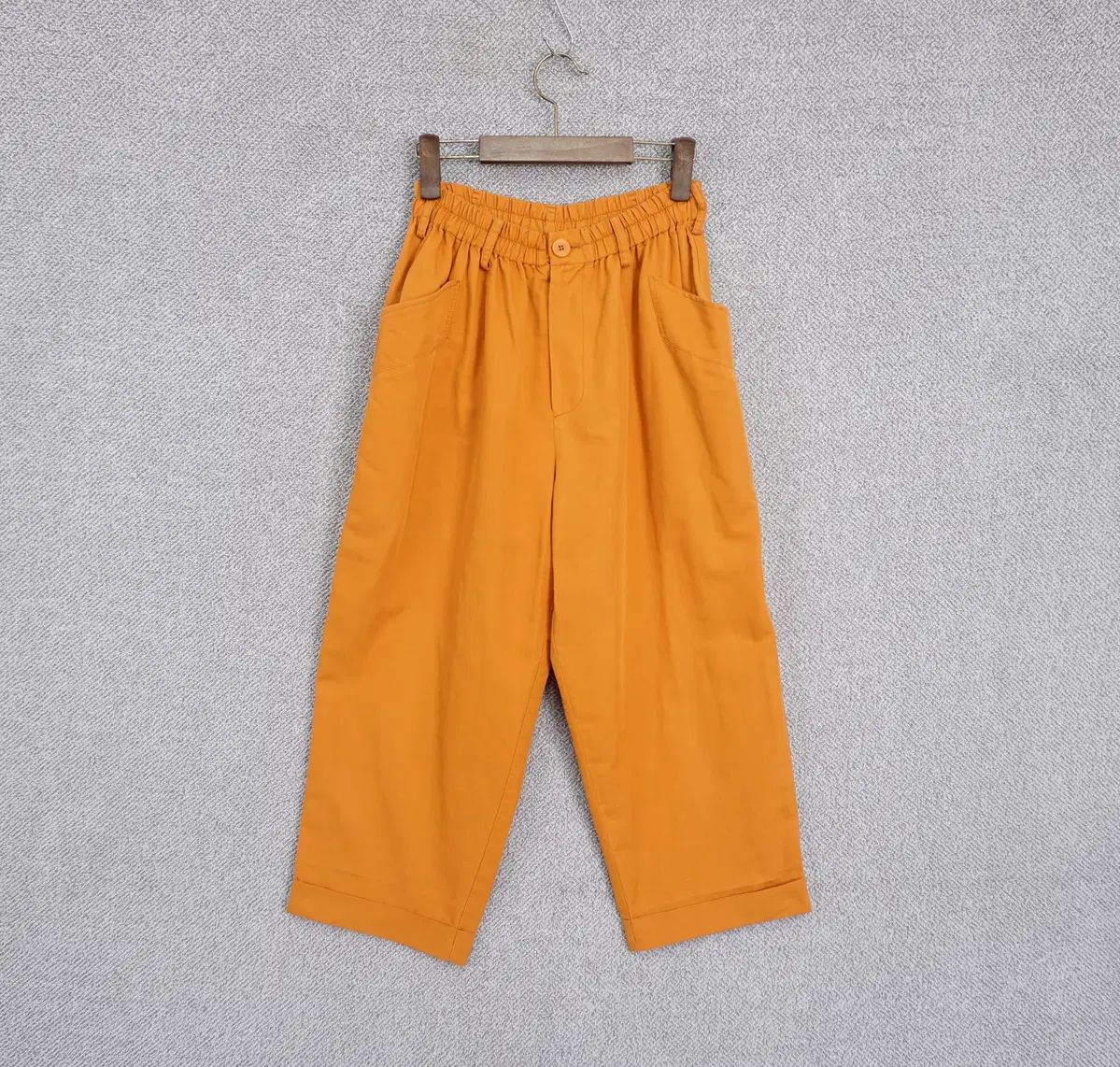リーヴァーヂェン レディース オレンジ バンディング サルエルフィット リネン 9分 パンツ 66-77size