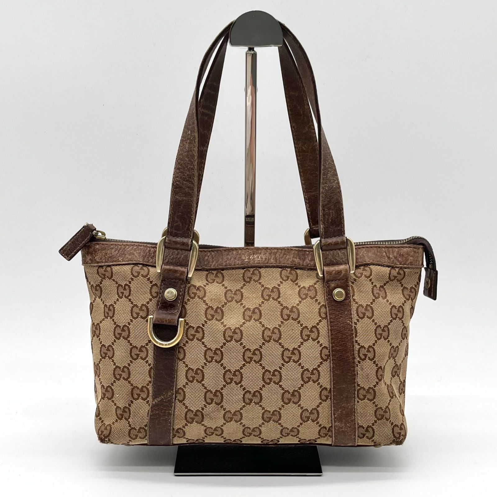 GUCCI グッチ アビー金具 GGキャンバス トートバッグ ハンドバッグ ブラウン 141471