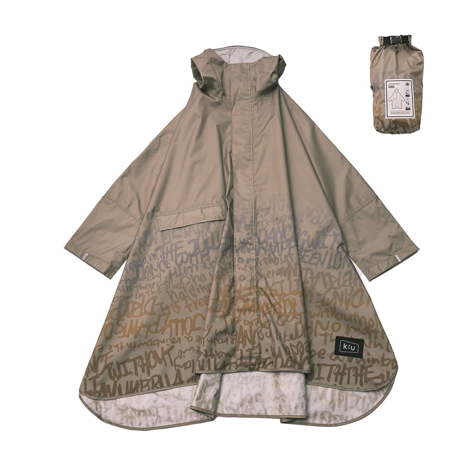 KiU キウ スタンダードレインポンチョ 2ND STANDARD RAIN PONCHO - 2ND 防水 撥水 はっ水 耐水 豪雨対応 雨対策 大雨 台風 梅雨 防災 レインコート スリーブ [アーバングラフィティ] [リフレクターあり] [袖付きタイプ]