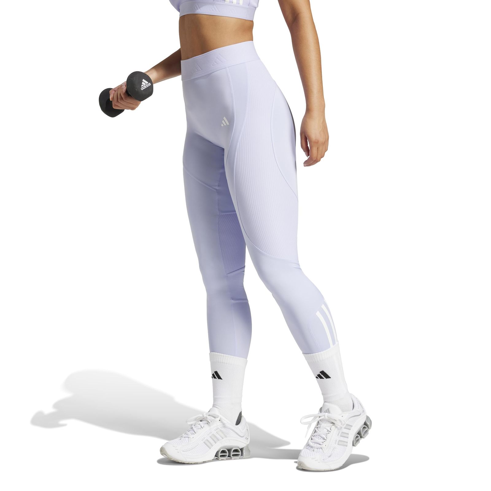 アディダス スポーツタイツ HYPERGLAM レギンス/Hyperglam Full Length Rib Leggings レディース KWC73 バイオレットトーン (JE8820) S [バイオレットトーン (JE8820)] [S]