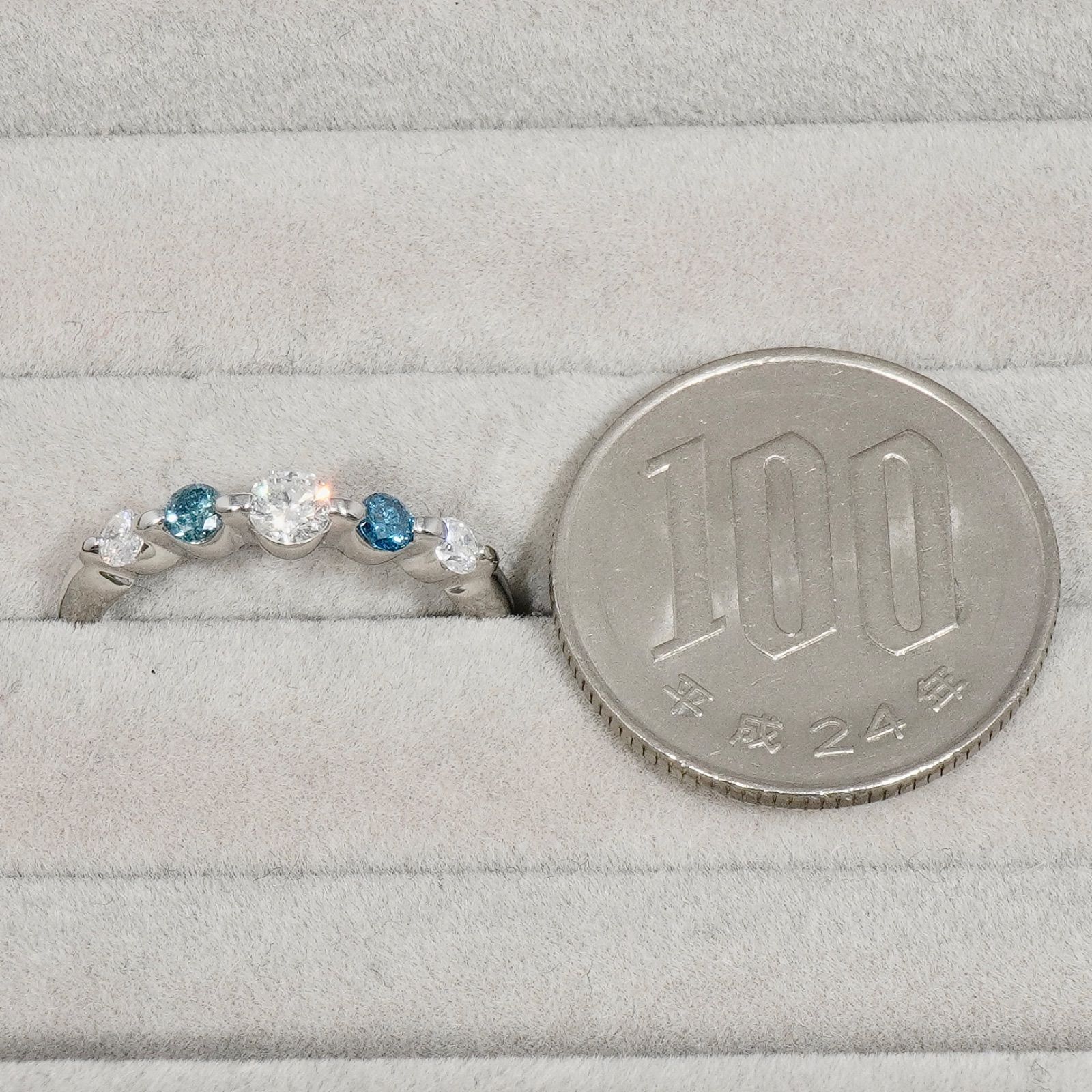 ダイヤモンド リング ブルー ダイヤ 指輪 プラチナリング 12号 Pt900 