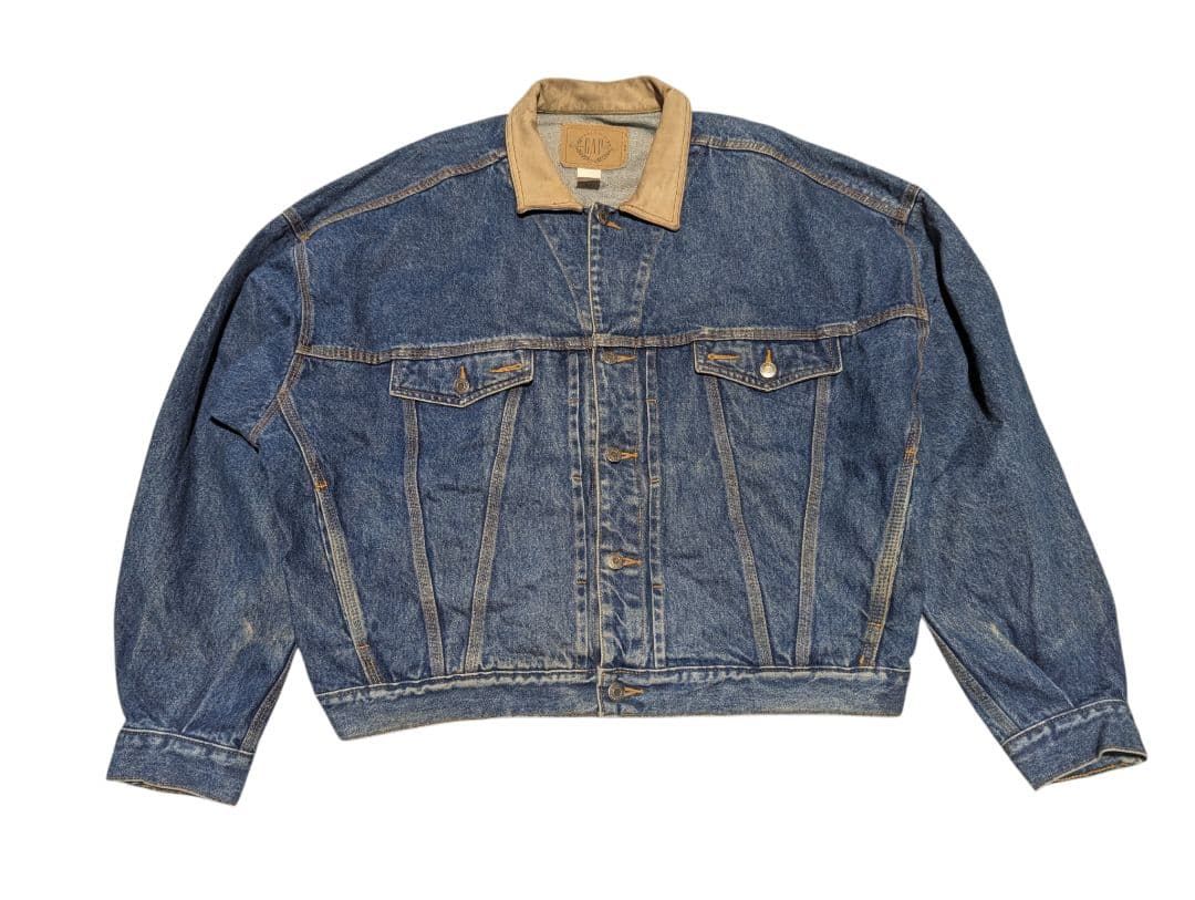 old gap オールド ギャップ デニムジャケット GジャンXL襟レザー old gap オールド ギャップ デニムジャケット GジャンXL襟レザー