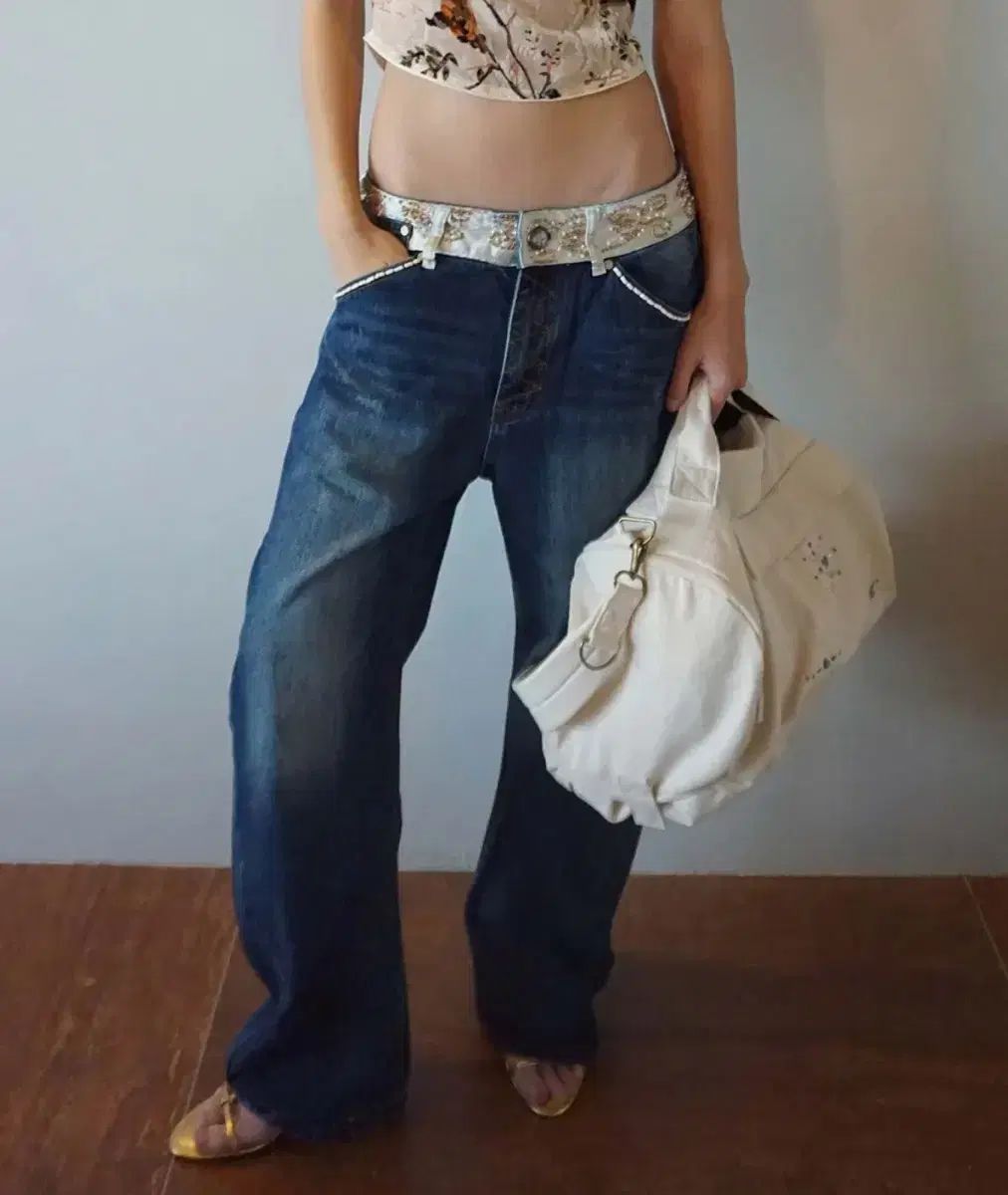 SCULPTOR Beaded Waist Denim Pants xs - メルカリ